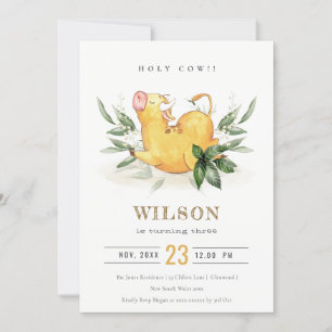 Holy Cow Farm Foliage Kids Any Age Birthday Invite
