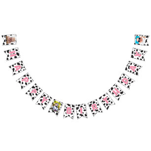 Holy Cow Farm Theme Cow Print Happy Birthday Photo Bunting