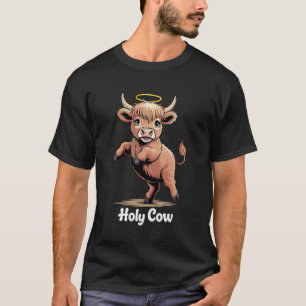 Holy Cow Farmer Funny Highland Cow Western 2 T-Shirt