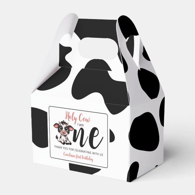 Holy Cow First Birthday Favour Box (Front Side)