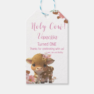 Holy Cow First Birthday Gift Tags