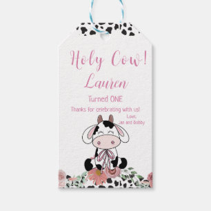 Holy Cow First Birthday Gift Tags