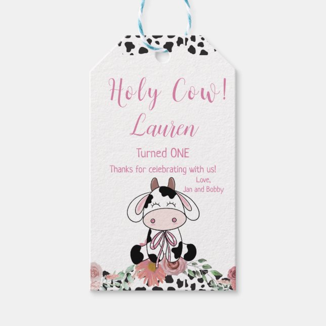 Holy Cow First Birthday   Gift Tags (Front)