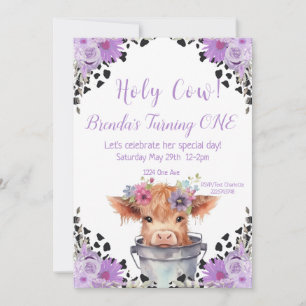 Holy Cow First Birthday   Invitation
