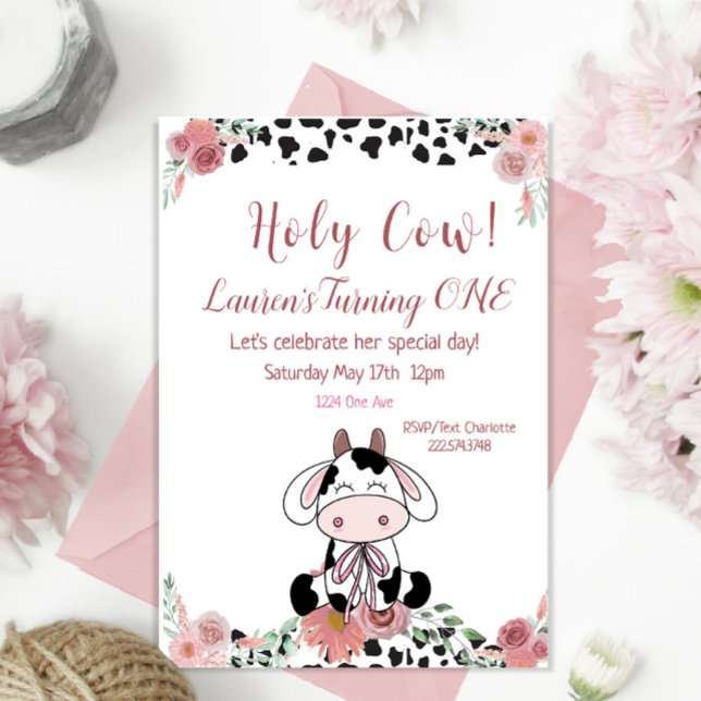 Holy Cow First Birthday   Invitation (Creator Uploaded)
