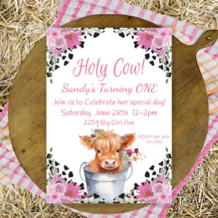 Holy Cow First Birthday   Invitation