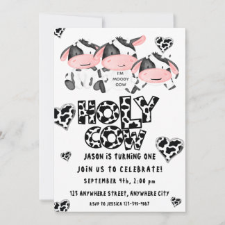 Holy Cow First Birthday Invitation