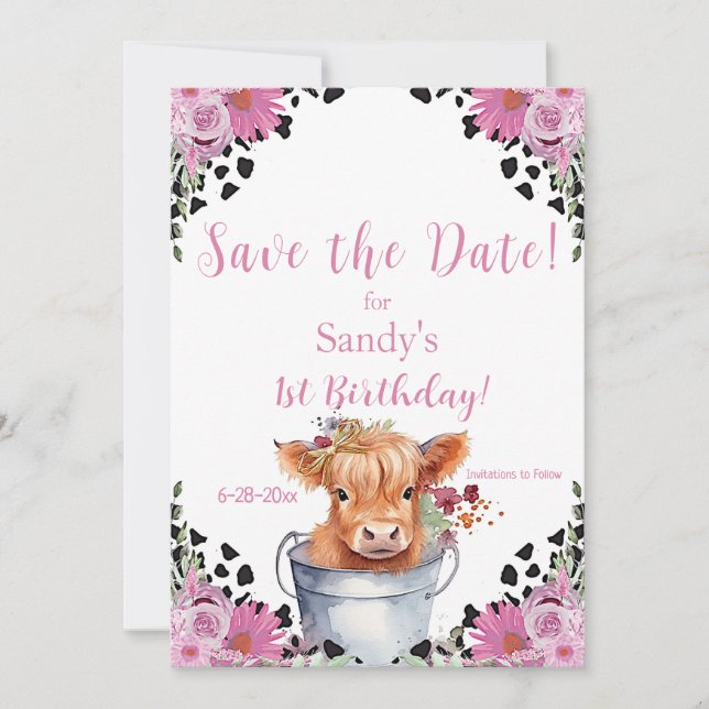 Holy Cow First Birthday Save the Date (Front)