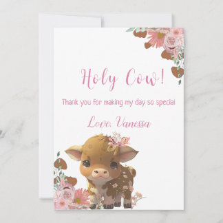Holy Cow First Birthday   Thank You Card