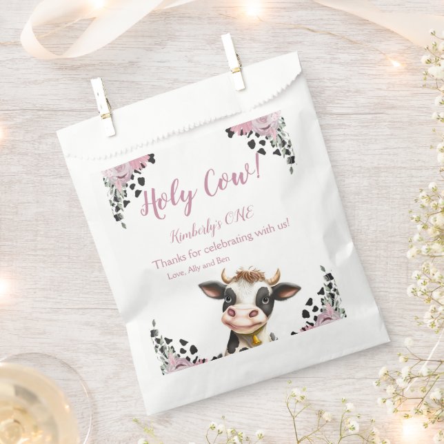 Holy Cow First Birthday , Thank You Favour Bag (Clipped)