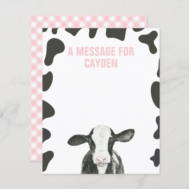 Holy Cow First Birthday Time Capsule Message Card (Front/Back)