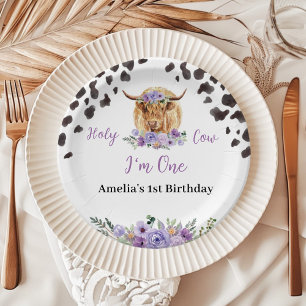 Holy Cow Floral Birthday Paper Plate