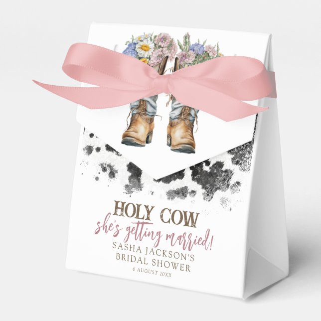 Holy Cow Floral Cowboy Boots Bridal Shower Favour Box (Front Side)