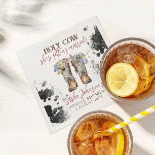 Holy Cow Floral Cowboy Boots Bridal Shower Napkin