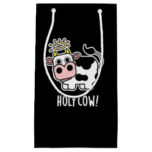 Holy Cow Funny Animal Pun Dark BG Small Gift Bag