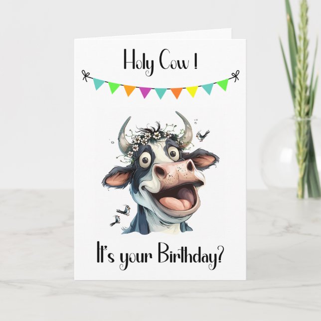 Holy Cow Funny Birthday Card (Front)