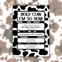 Holy Cow Funny Black White 50th Birthday
