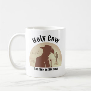Holy Cow Funny Vintage Cowboy 50th Birthday Coffee Mug