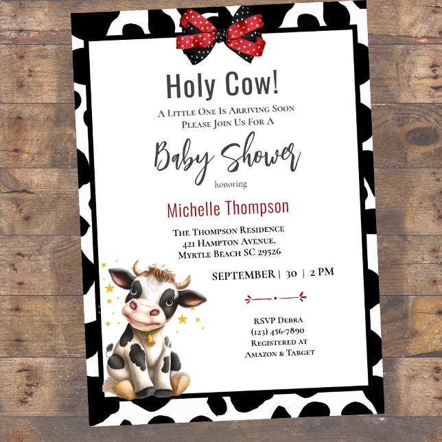 Holy Cow Girl Baby Shower Invitation (Creator Uploaded)