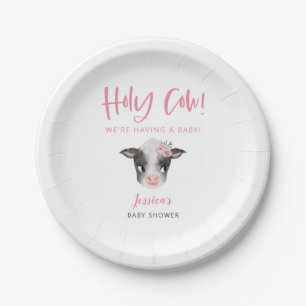 Holy Cow Girl Baby Shower Paper Plate