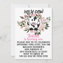 Holy Cow Girl Is Turning One Birthday Card