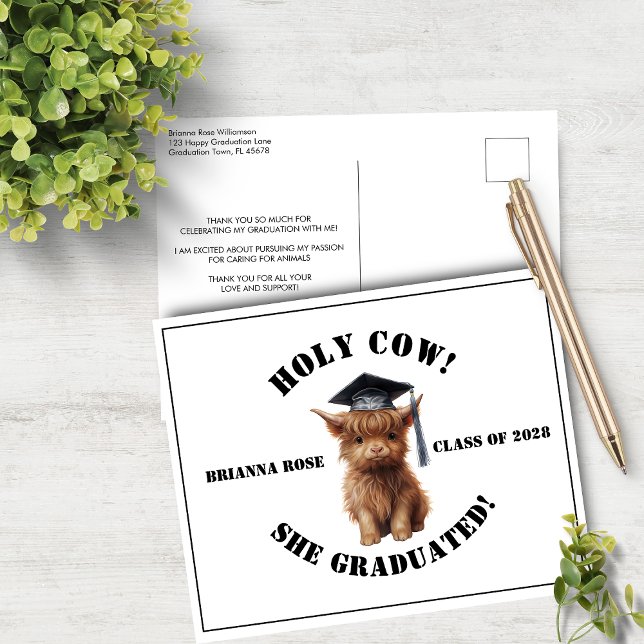 Holy Cow! Graduation Thank You Post Card (Creator Uploaded)