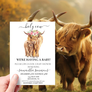 Holy Cow Highland Calf Baby shower  Acrylic Invitations