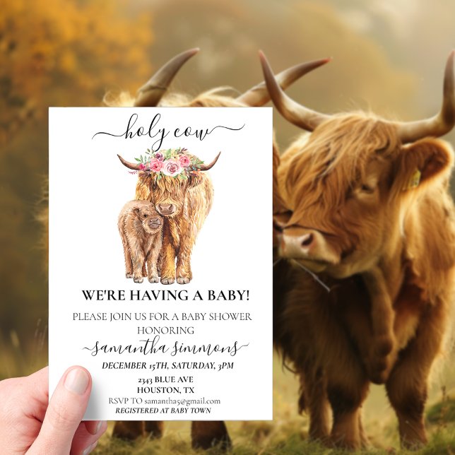 Holy Cow Highland Calf Baby shower  Acrylic Invitations (Creator Uploaded)