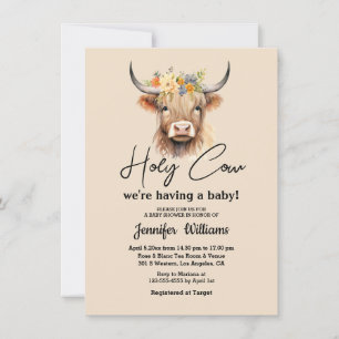holy cow highland calf baby shower minimalist  invitation