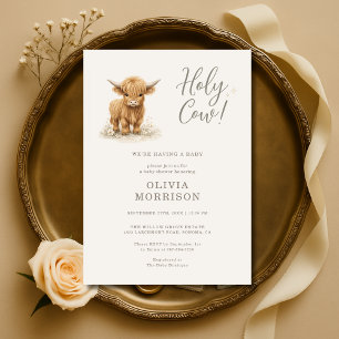 Holy Cow Highland Cow Baby Shower Invitation