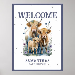 Holy Cow Highland Cow Elegant Baby Shower Sign