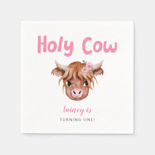 Holy Cow Highland Cow Girls Birthday Napkin