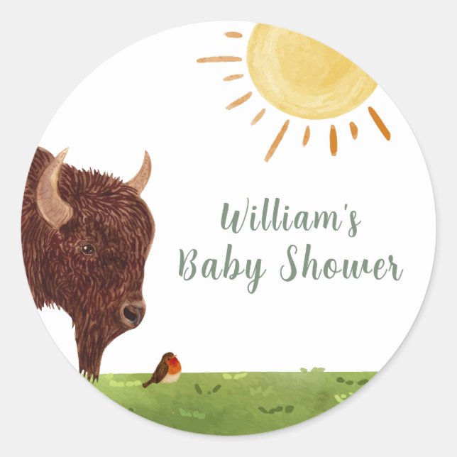 Holy Cow Highland Farm Animal Baby Shower  Classic Round Sticker (Front)