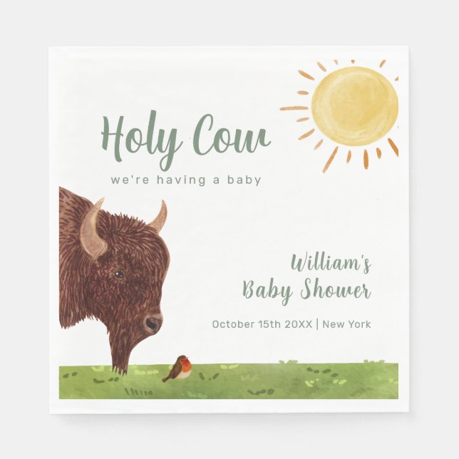 Holy Cow Highland Farm Animal Baby Shower  Napkin (Front)