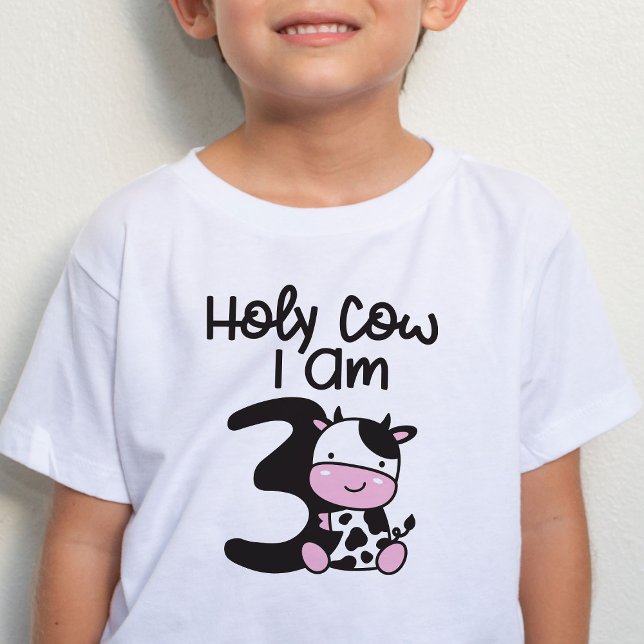 Holy Cow I Am 3 Boy Birthday T-Shirt (Creator Uploaded)