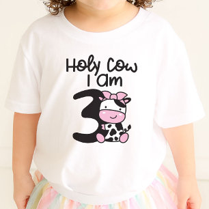 Holy Cow I Am 3 Girl Birthday T-Shirt