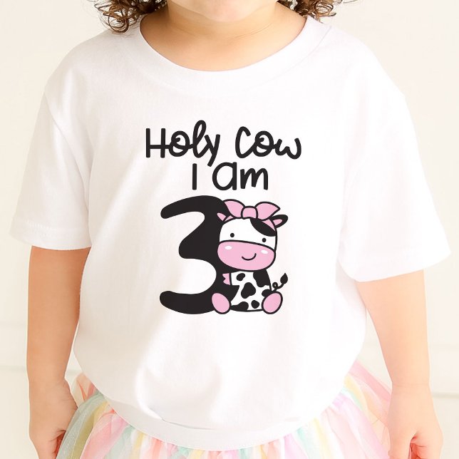 Holy Cow I Am 3 Girl Birthday T-Shirt (Creator Uploaded)