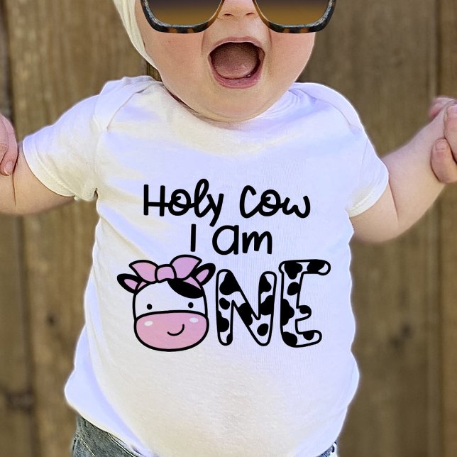 Holy Cow I Am One Girl 1st Birthday T-Shirt (Creator Uploaded)