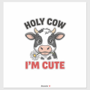 Holy Cow I’m Cute Funny Cow Vintage Engraving Desi