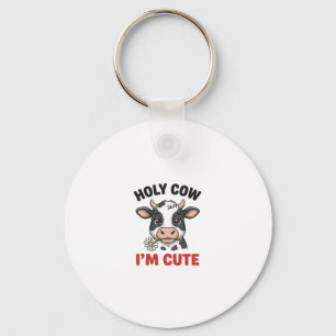 Holy Cow I’m Cute Funny Cow Vintage Engraving Desi Key Ring