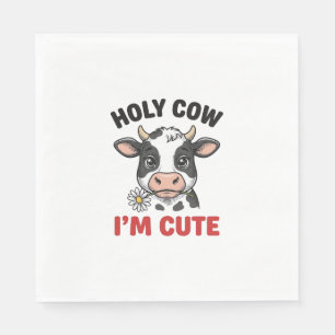 Holy Cow I’m Cute Funny Cow Vintage Engraving Desi Napkin