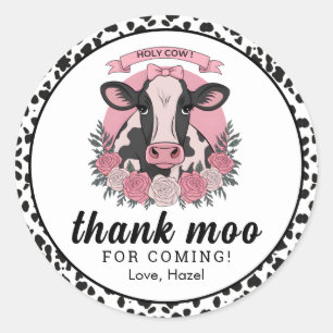 Holy Cow I’m One Cowgirl 1st Birthday Party Classic Round Sticker