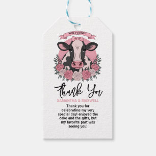 Holy Cow I’m One Cowgirl 1st Birthday Party Gift Tags