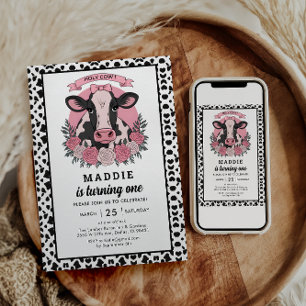 Holy Cow I’m One Cowgirl 1st Birthday Party Invitation