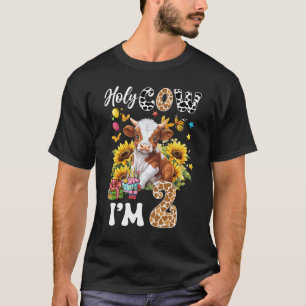 Holy Cow I'm 2 Years Old Farm Cow Sunflowers 2nd B T-Shirt
