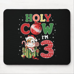 Holy Cow I'm 3 Birthday Boy 3rd Cow Farm Animals C Mouse Pad