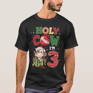 Holy Cow I'm 3 Birthday Boy 3rd Cow Farm Animals C T-Shirt