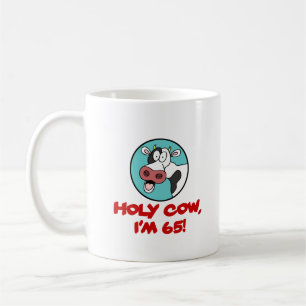 Holy Cow I'm 65 Funny Cartoon Mug