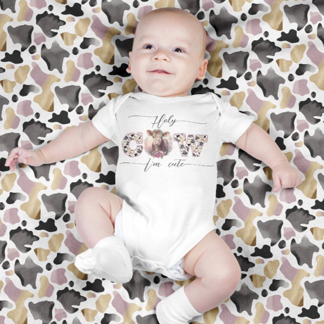 Holy Cow I'm Cute Pink Baby Girl Bodysuit (Creator Uploaded)