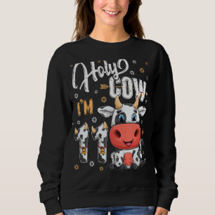 Holy Cow I'm Eleven 11 Year Old Cow Farm Theme 11t Sweatshirt